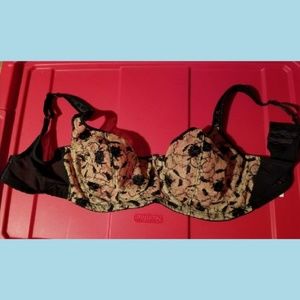 Deligates black & tan flowered sexy wire bra